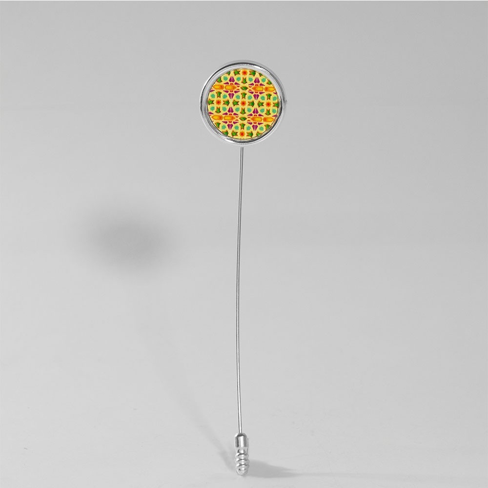 Broche aguja Nelumbo alcazar estampado amarillo slow fashion. Broche aguja Nelumbo alcazar estampado amarillo slow fashion.
