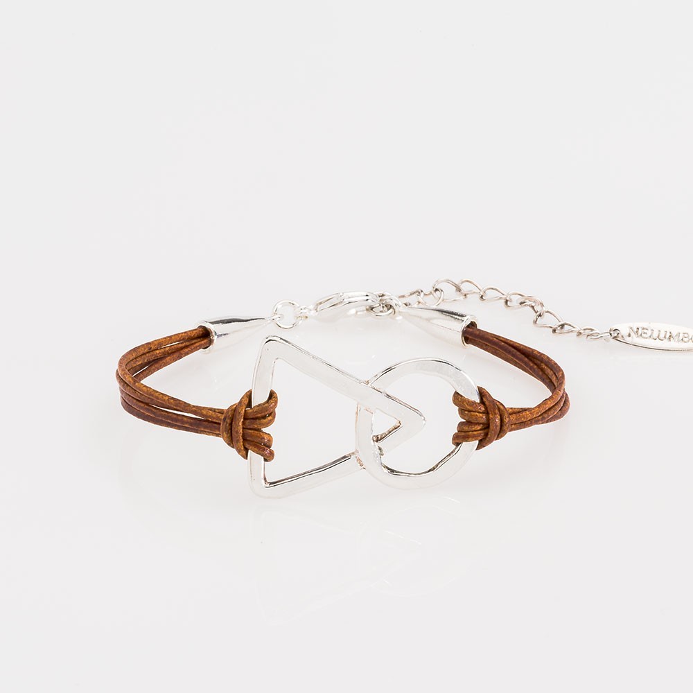 pulsera nelumbo unión link pulseras de cuero y plata marrón slow fashion artesanía pulsera nelumbo unión link pulseras de cuero y plata marrón slow fashion artesanía