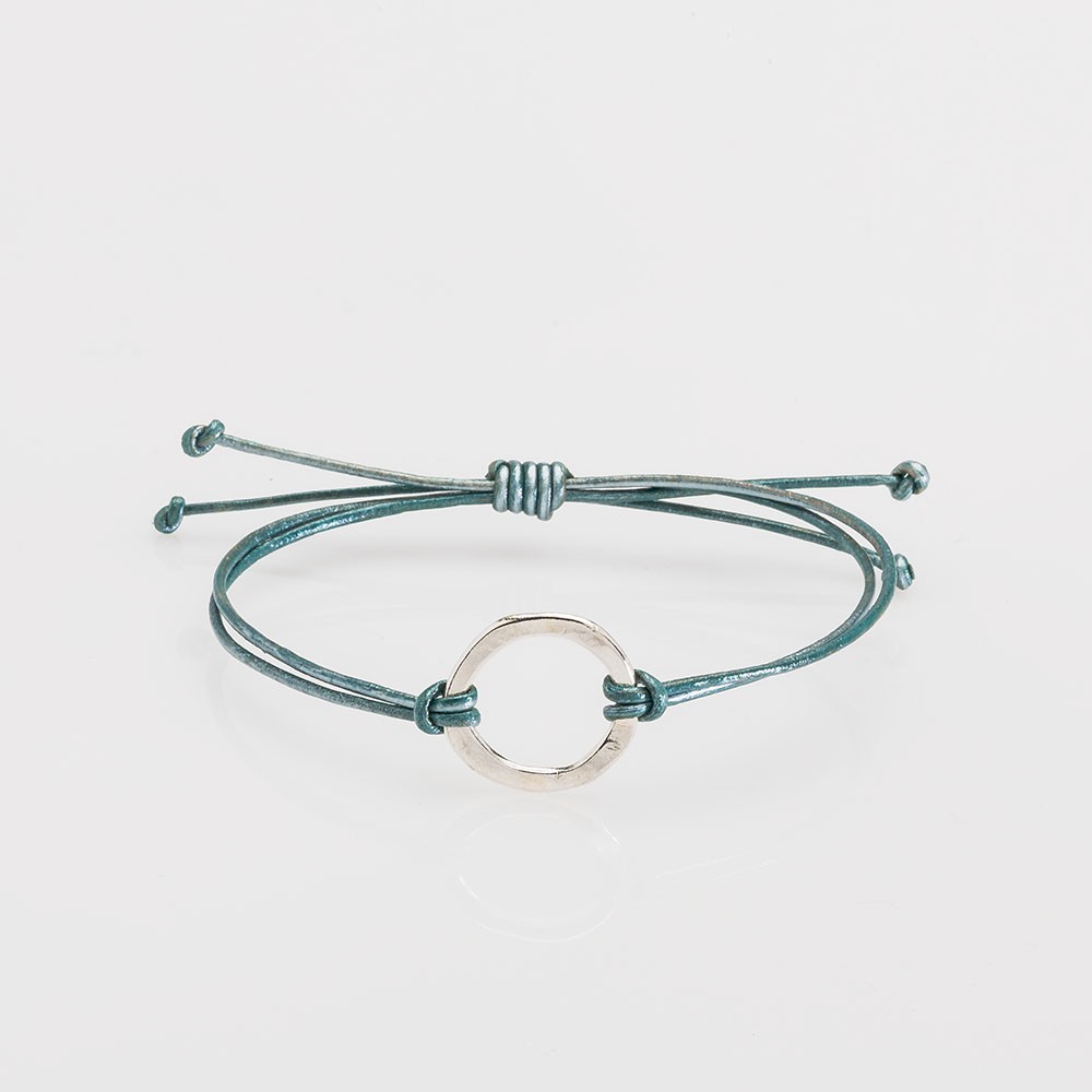 pulsera nelumbo link nudos turquesa círculo pulseras de cuero y plata moda hecho en España pulsera nelumbo link nudos turquesa círculo pulseras de cuero y plata moda hecho en España